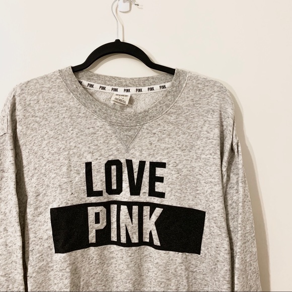 PINK Gray Crew Neck Sweatshirt Size S - Picture 1 of 4